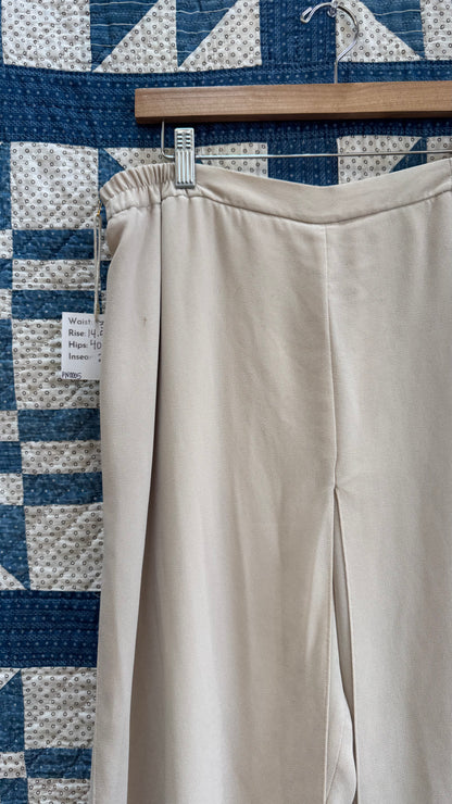 Ecru Flowy Elastic Pants