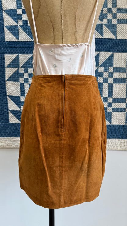 Camel Suede Mini Skirt