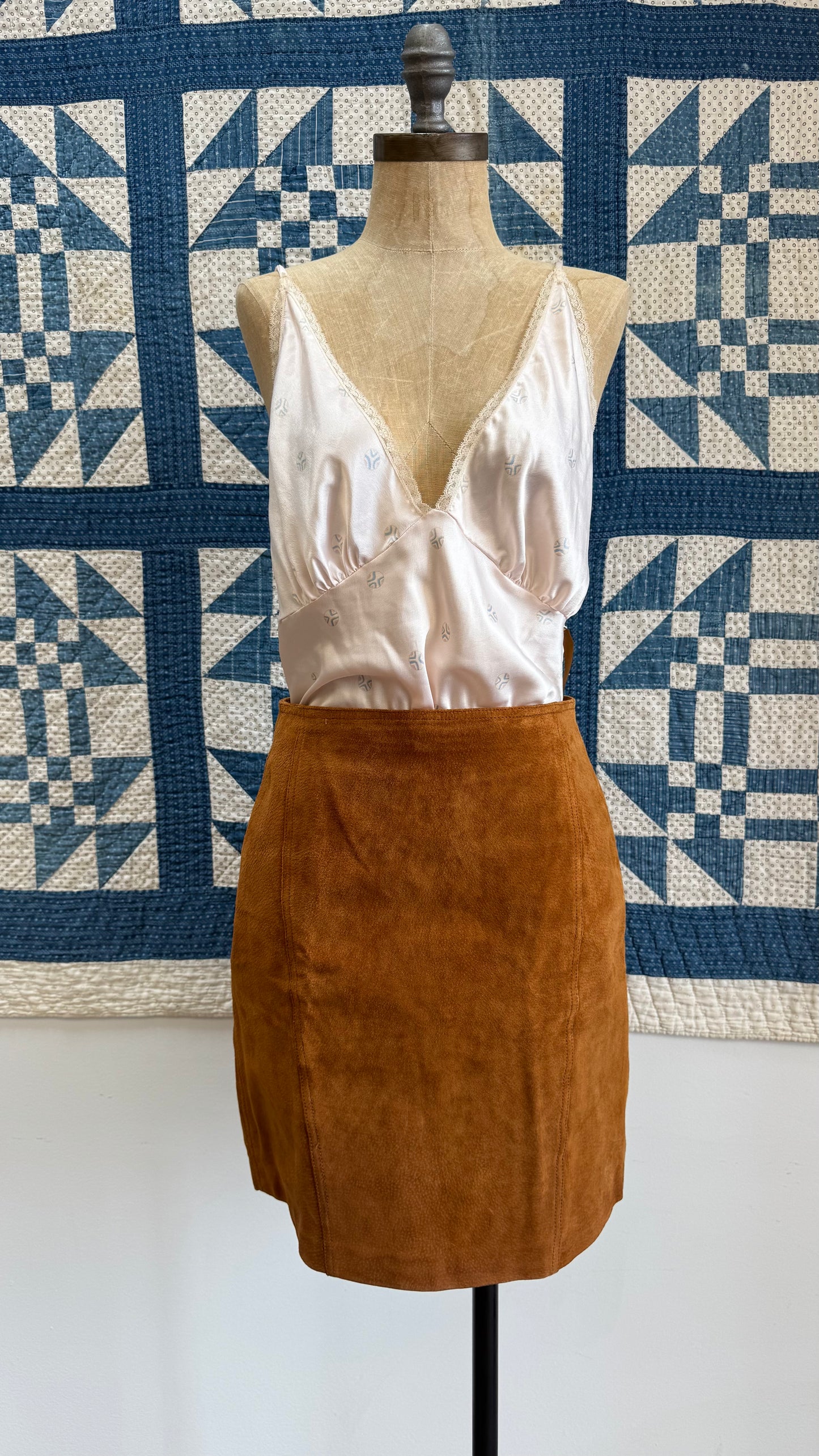 Camel Suede Mini Skirt
