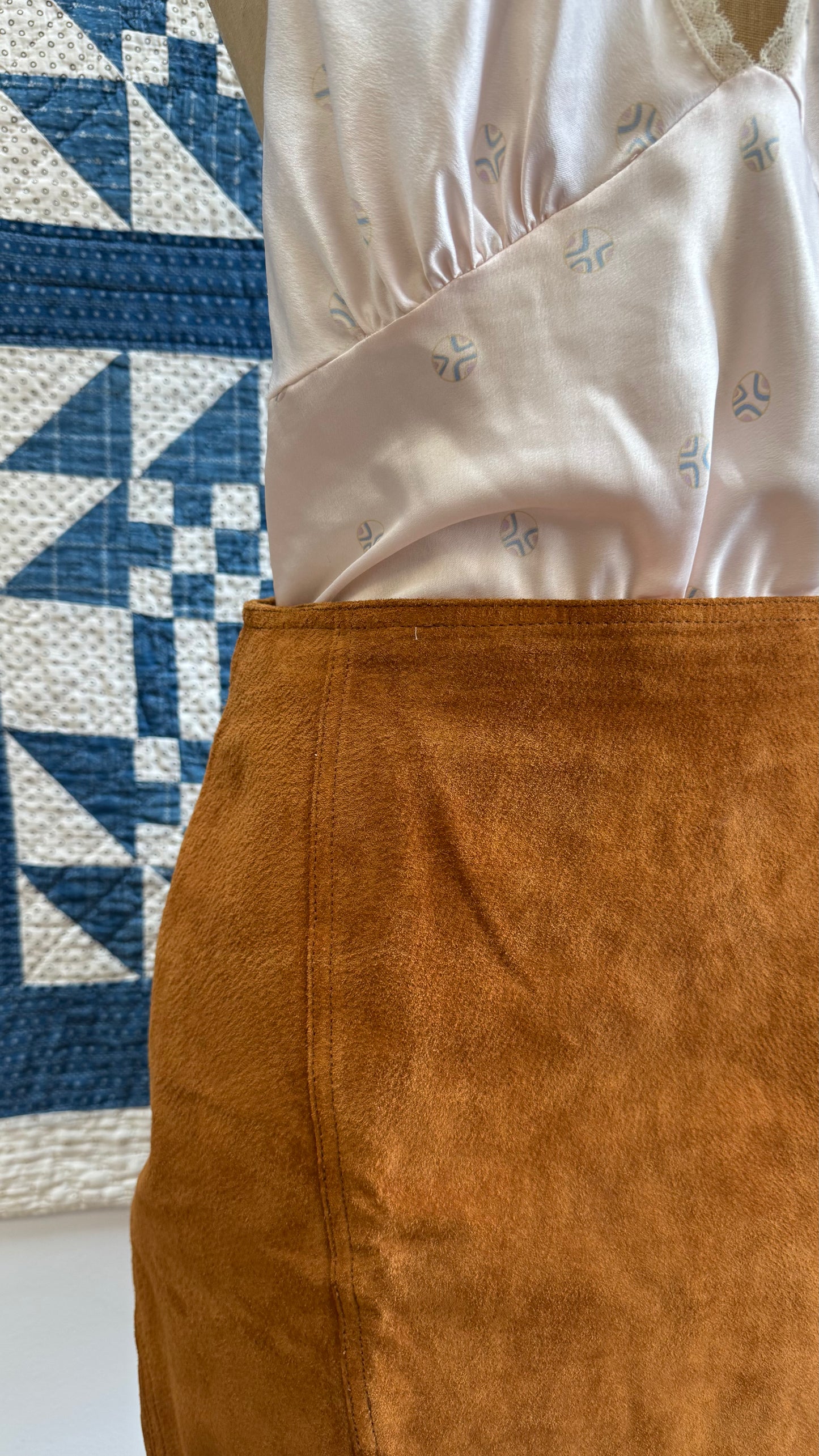 Camel Suede Mini Skirt