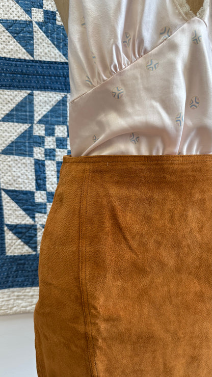 Camel Suede Mini Skirt
