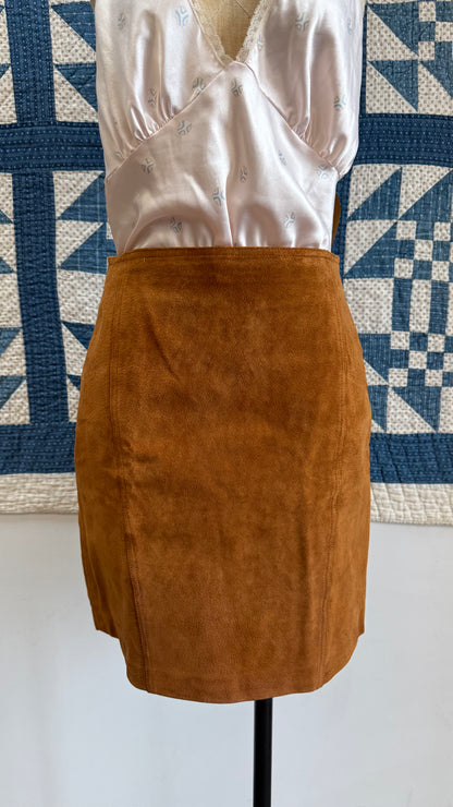 Camel Suede Mini Skirt