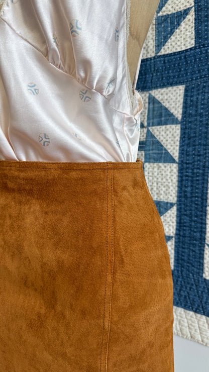 Camel Suede Mini Skirt