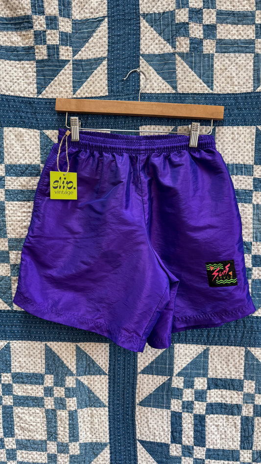 Purple Iridescent Surf Style Shorts