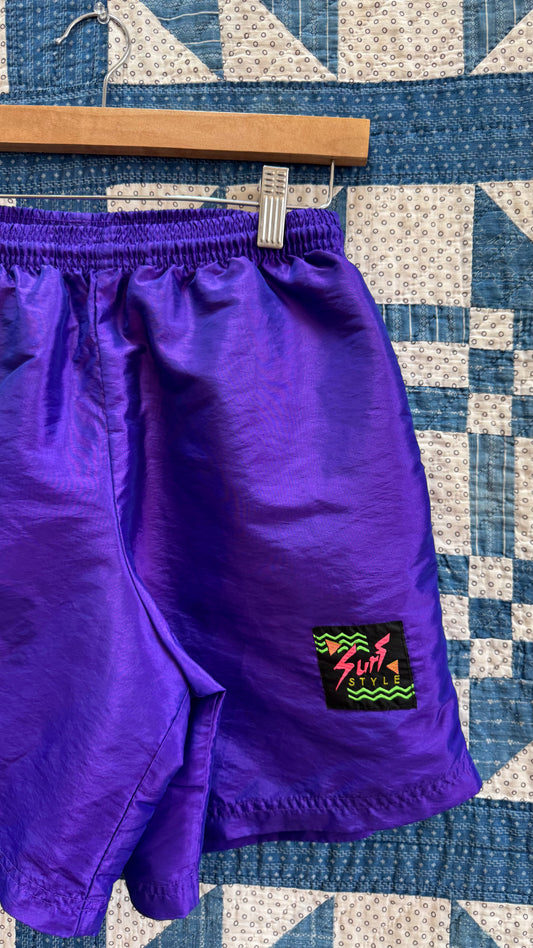 Purple Iridescent Surf Style Shorts