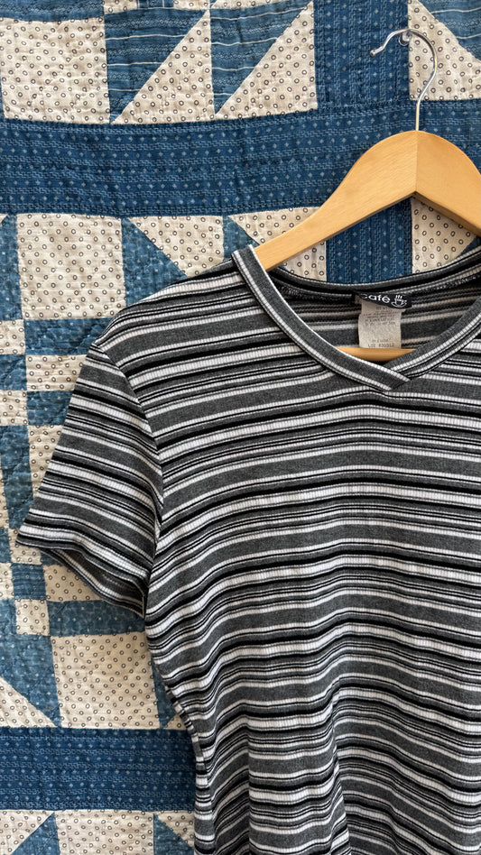 1990's Grey Striped Baby Tee