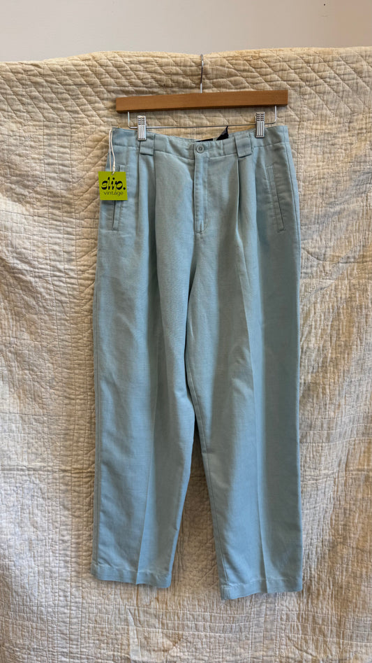 1990's Baby Blue Linen Cotton Trousers