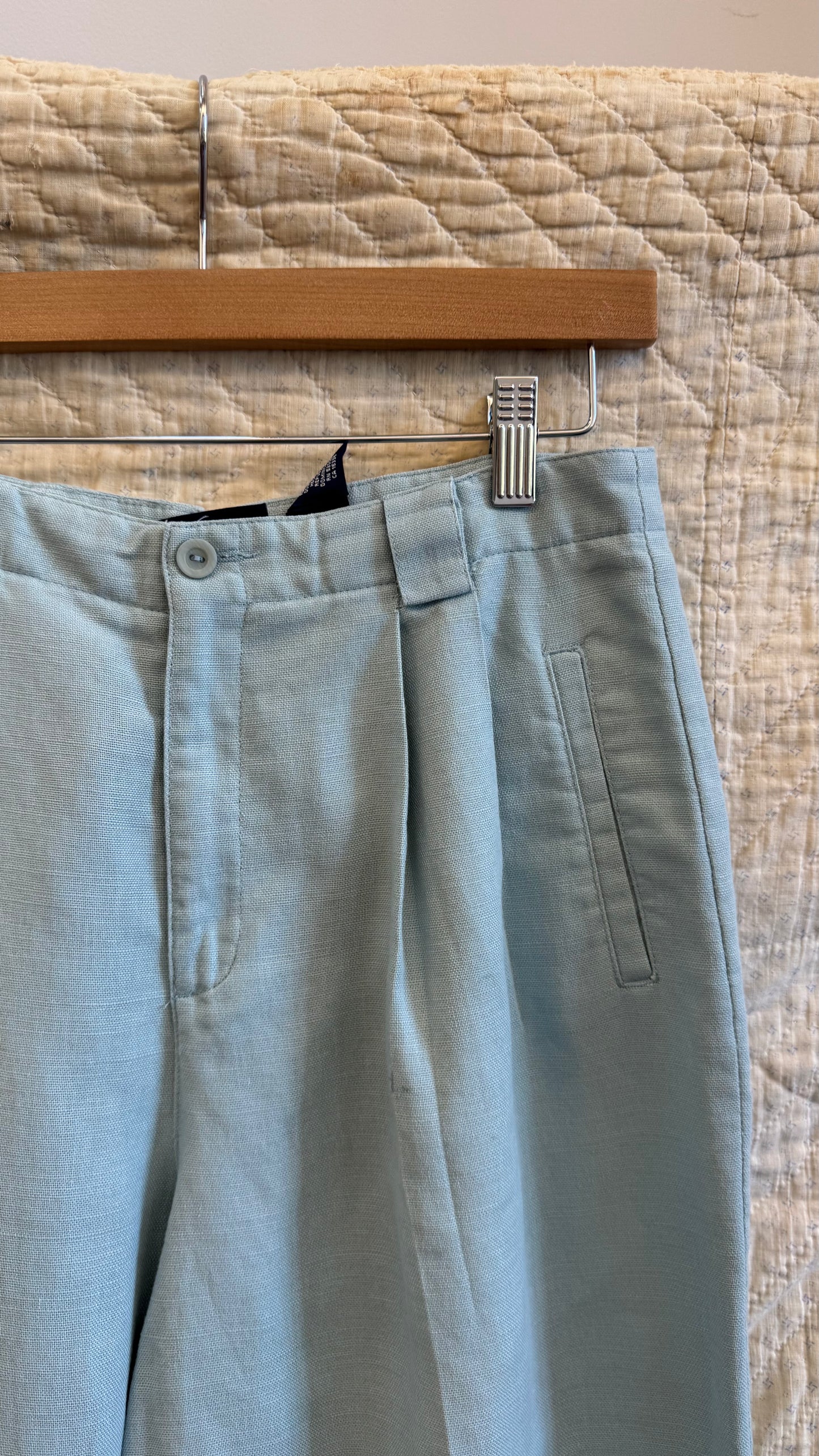 1990's Baby Blue Linen Cotton Trousers