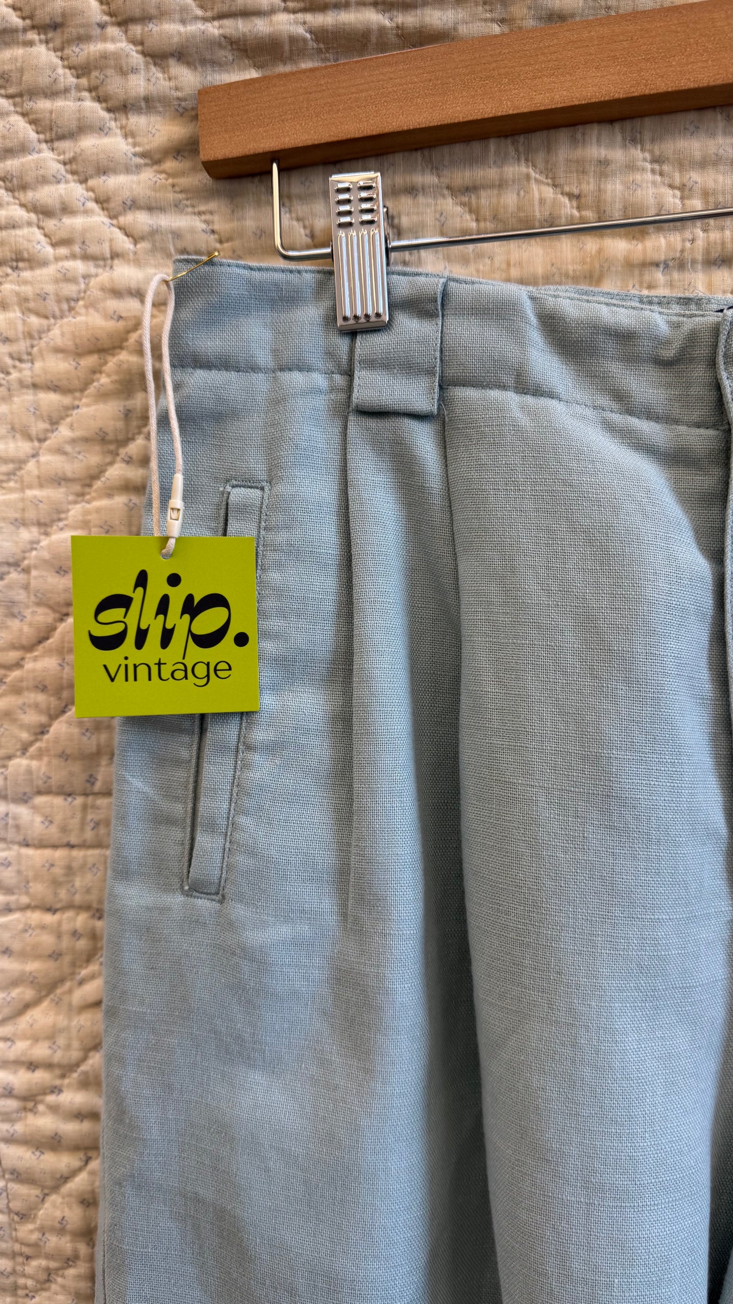 1990's Baby Blue Linen Cotton Trousers