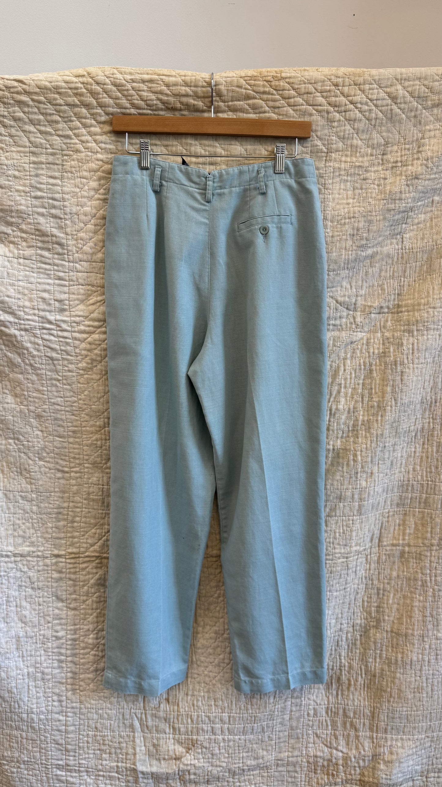 1990's Baby Blue Linen Cotton Trousers
