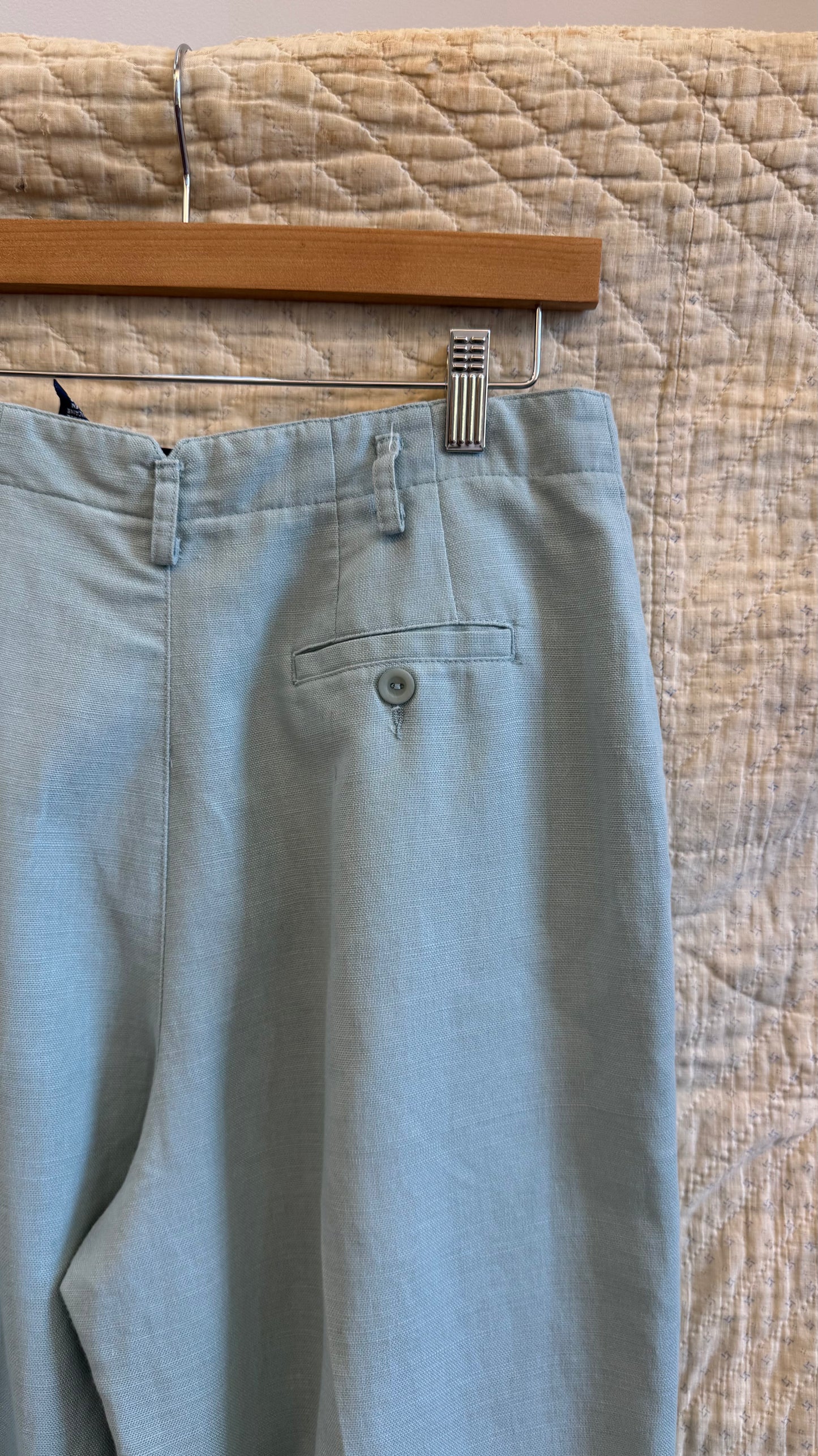 1990's Baby Blue Linen Cotton Trousers