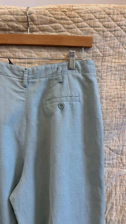 1990's Baby Blue Linen Cotton Trousers