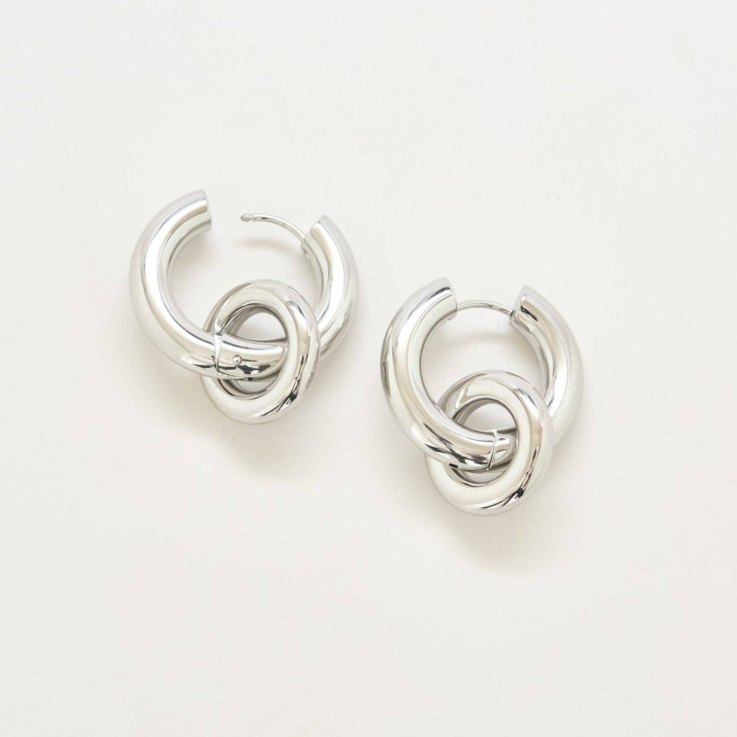 Admiral Row Jewelry - Silver Interlocking Hoop Earrings