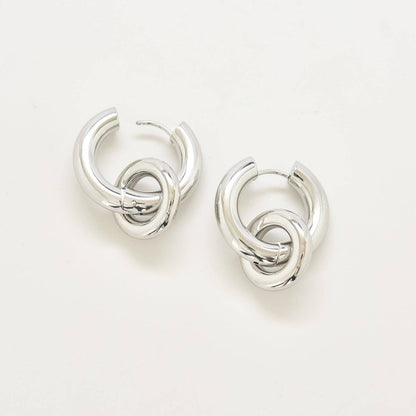 Admiral Row Jewelry - Silver Interlocking Hoop Earrings