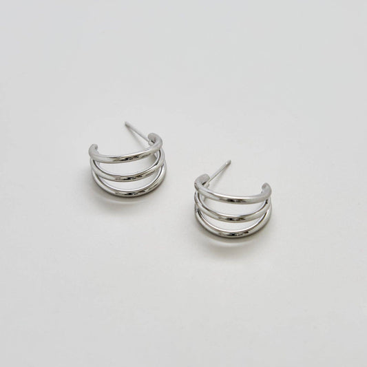 Admiral Row Jewelry | Triple Arc Silver Hoops
