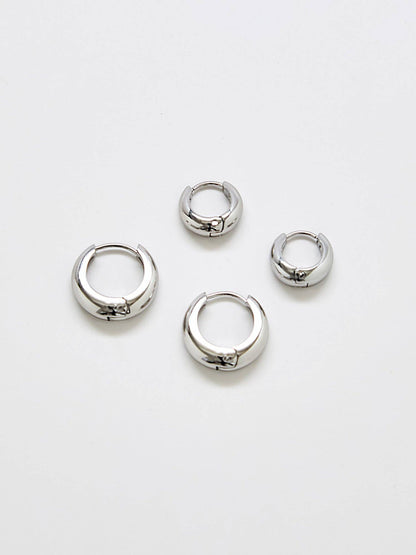 Admiral Row Jewelry - Silver Medium Double Pack - Hoop Earrings