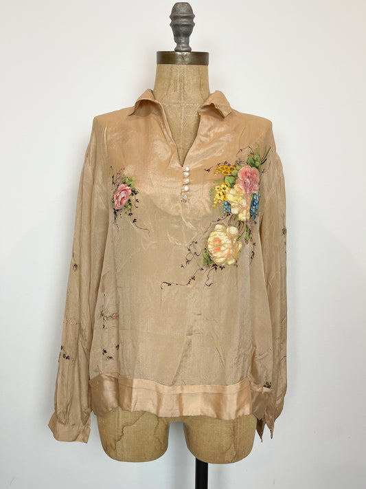 Antique Handpainted Silk Top