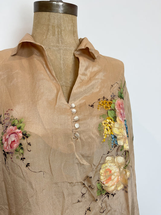 Antique Handpainted Silk Top